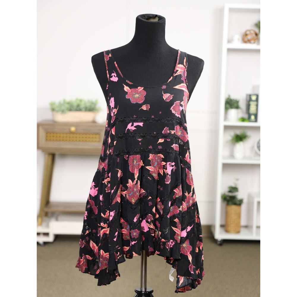 Whimsigoth Boho Fairycore Free People Voile Lace Floral Trapeze Mini Dress XS - Picture 3 of 14